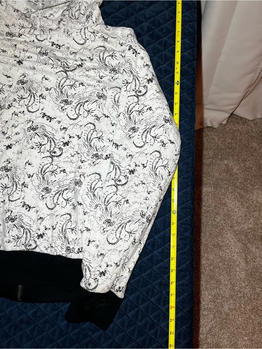 Y2K Tavik White & Black Floral Zip-Up Hoodie